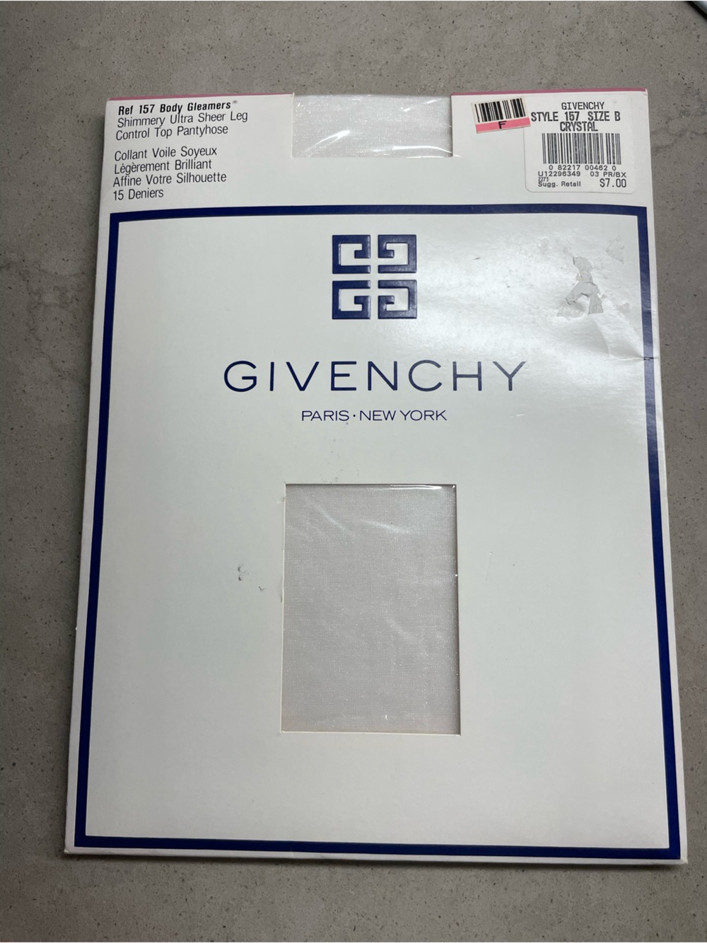 Givenchy Ultra Sheer Control Top Pantyhose Crystal Size B Sandal Toe Vintage New